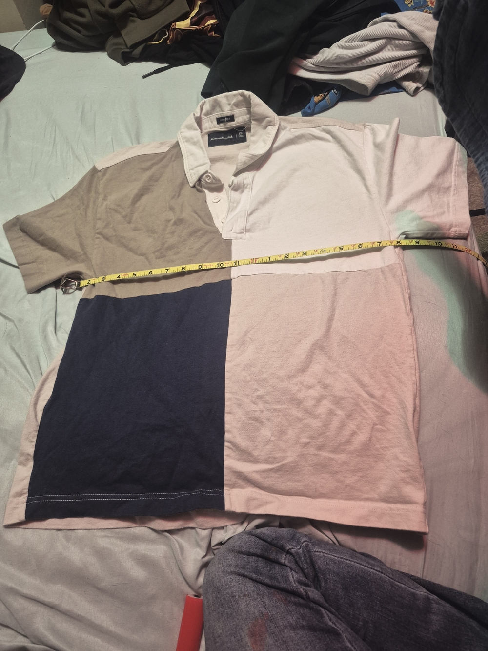 Abercrombie & Fitch Pink, Navy & Tan Colorblock Polo